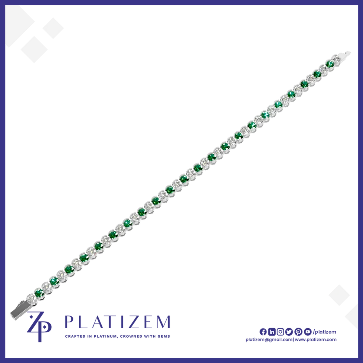 Alternating Emerald Diamond Tennis Bracelet for Women
