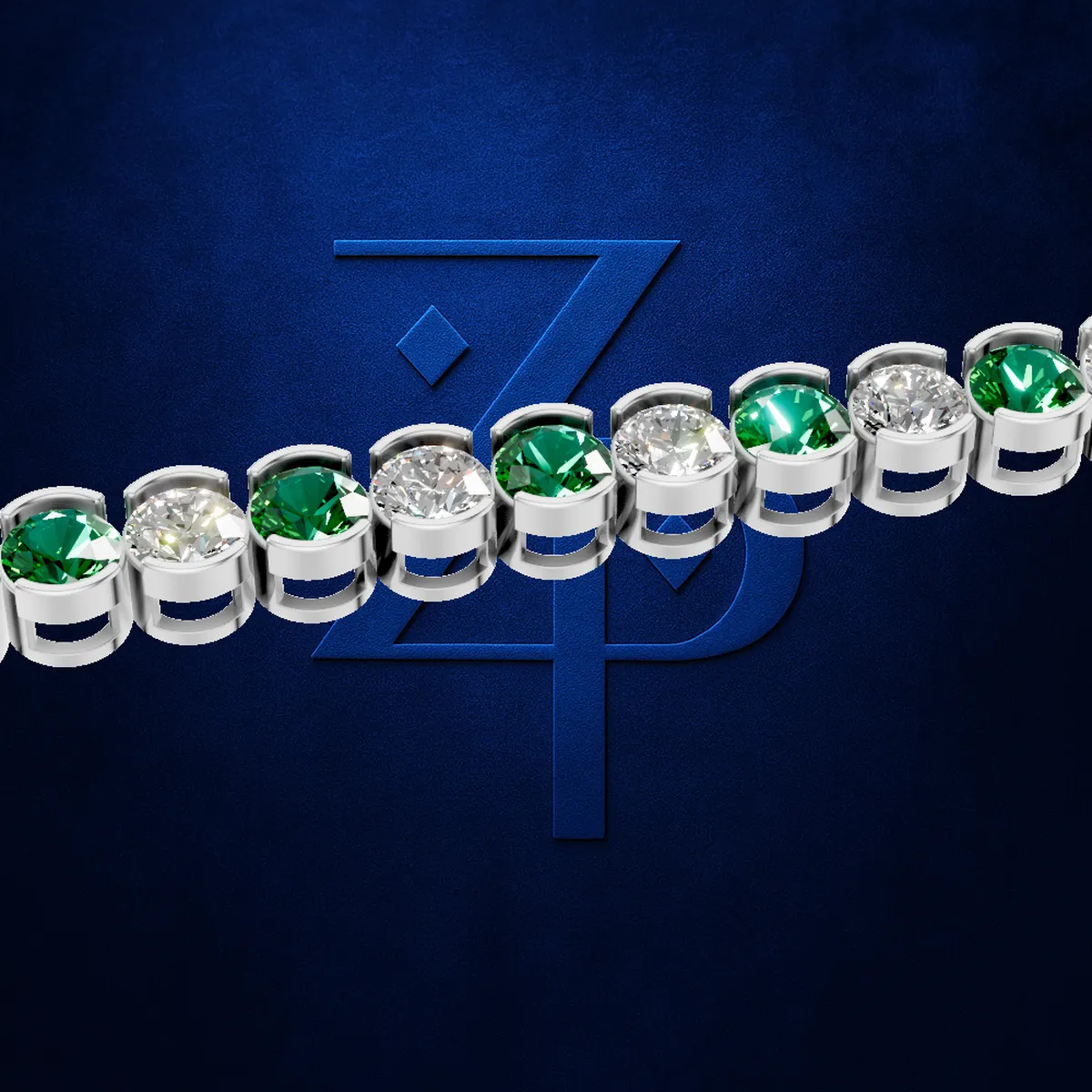 Alternating Emerald Diamond Tennis Bracelet for Women