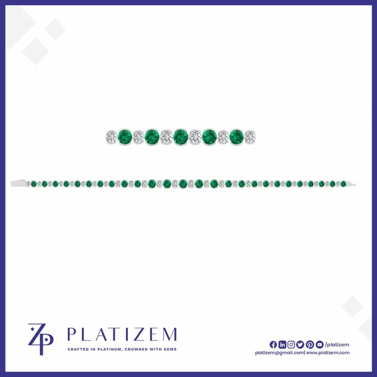 Round Diamond and Emerald Tennis Bracelet for Women