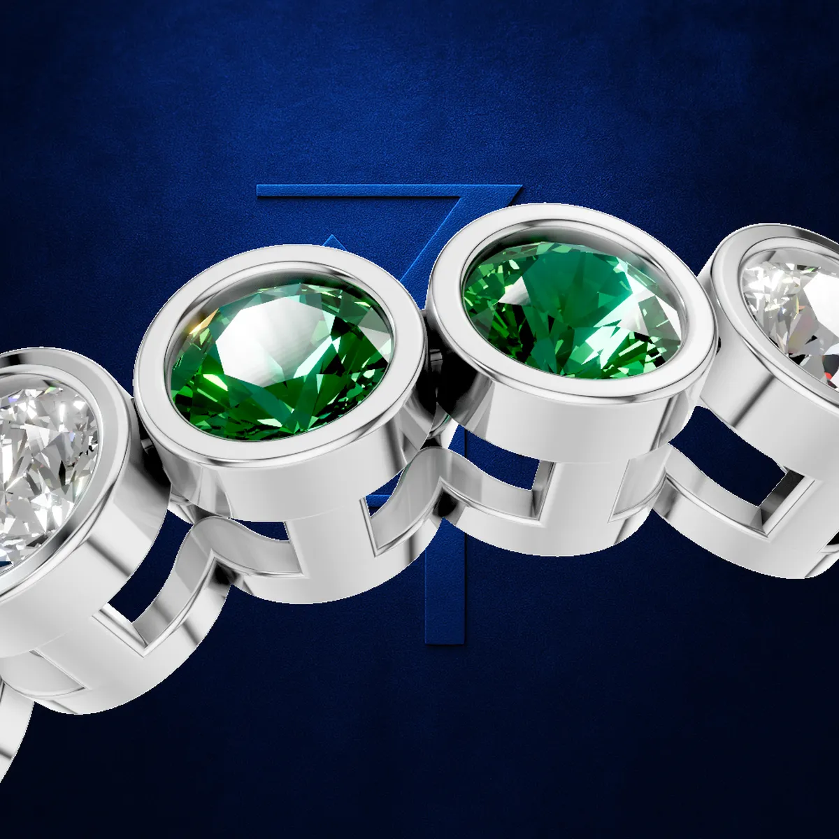 Emerald and Lab Grown Diamond Full Eternity Wedding Band 