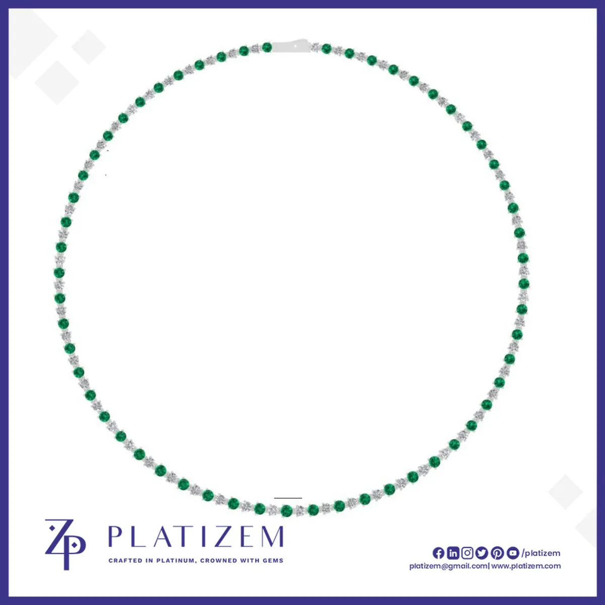 2 Carat Graduated Diamond and Emerald Tennis Necklace for Women