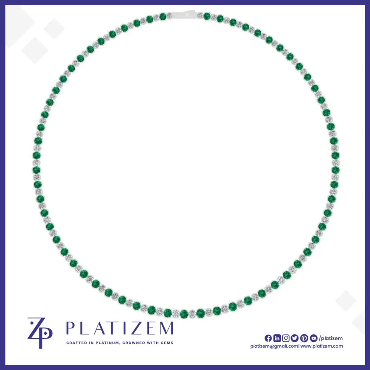 2.5 Carat Graduated Diamond and Emerald Tennis Necklace for Women