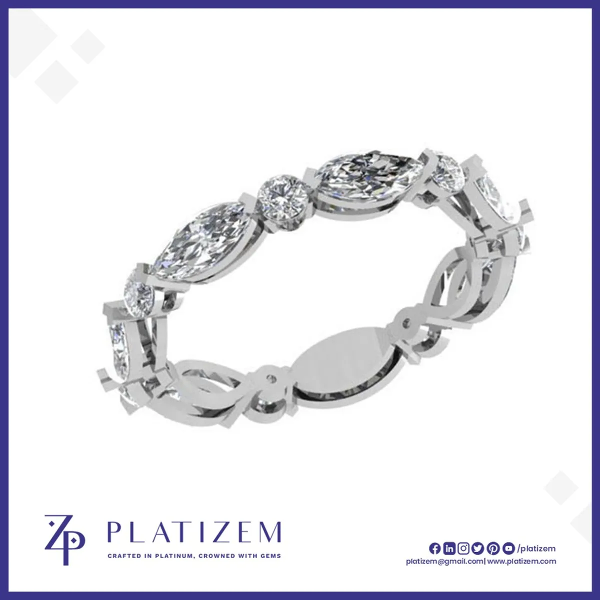 2 Carat Marquise and Round Diamond Bold Eternity Band for Women