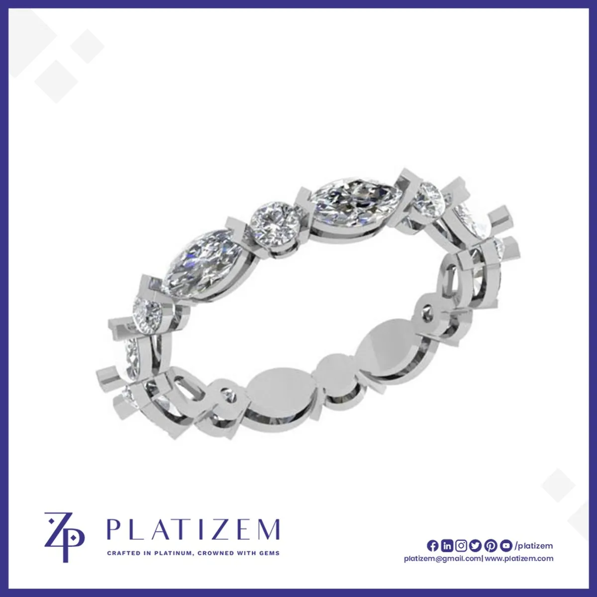 1.5 Carat Marquise and Round Diamond Alternating Band for Women