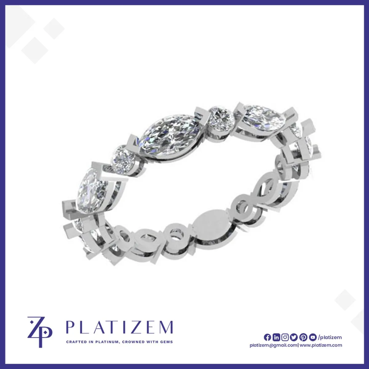 1.5 Carat Marquise and Round Diamond Eternity Band for Women