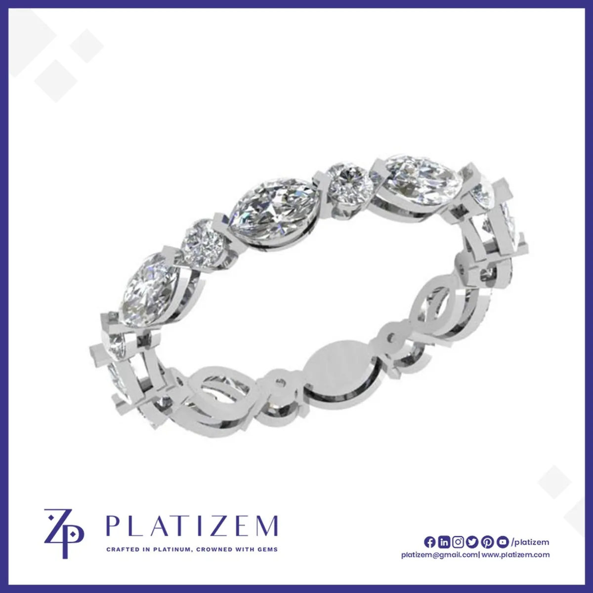 2 Carat Marquise and Round Diamond Eternity Band for Women