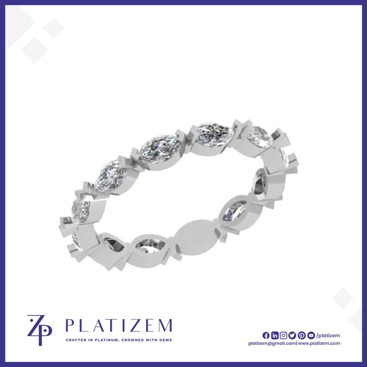 1 Carat Marquise Diamond Slim Eternity Band for Women