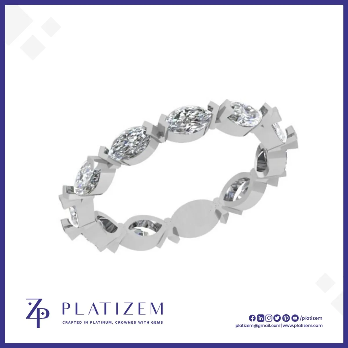 1.5 Carat Marquise Diamond Vertical Eternity Band for Women