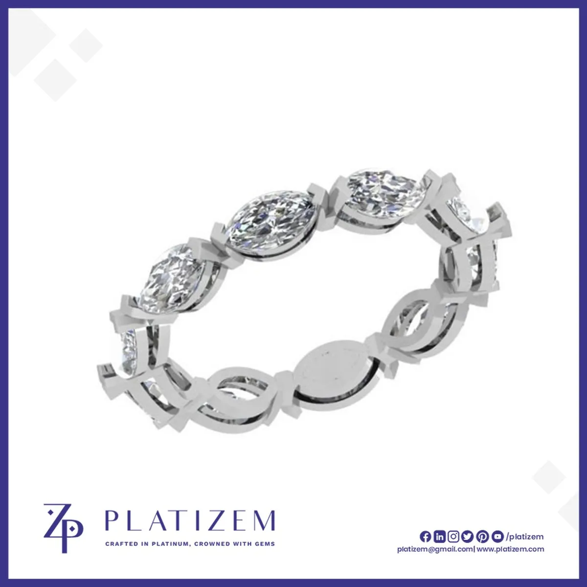 2 Carat Marquise Diamond Interlock Eternity Band for Women