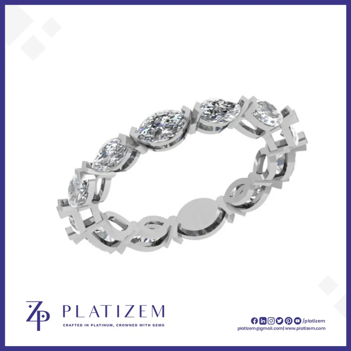 2 Carat Alternating Marquise Diamond Eternity Band for Women