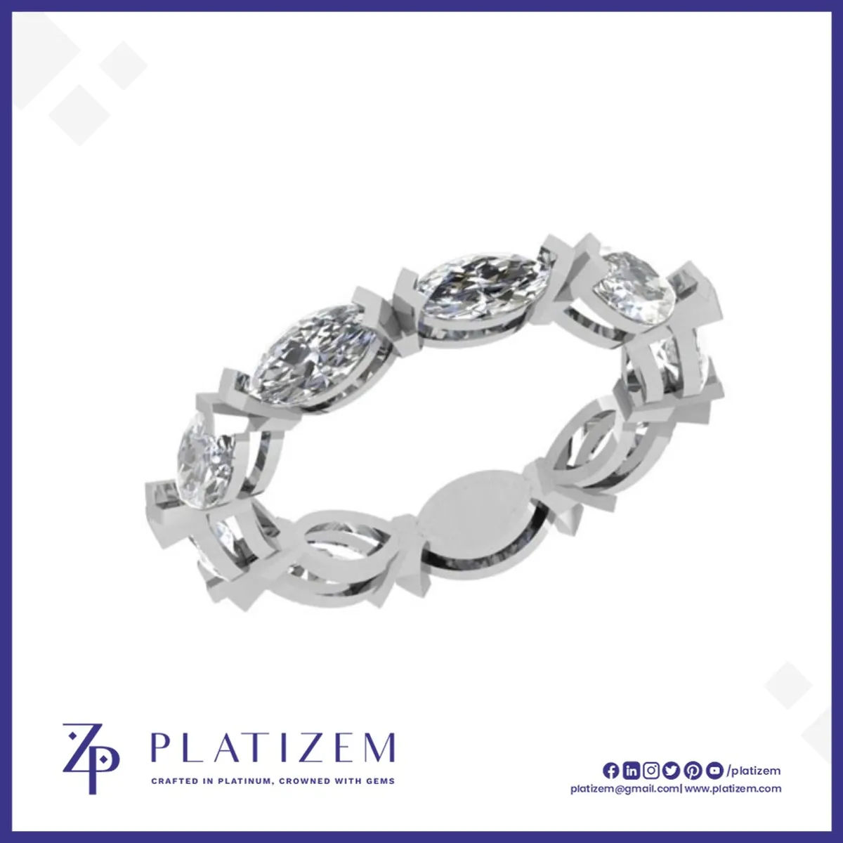 2.5 Carat Large Marquise Diamond Eternity Band for Women