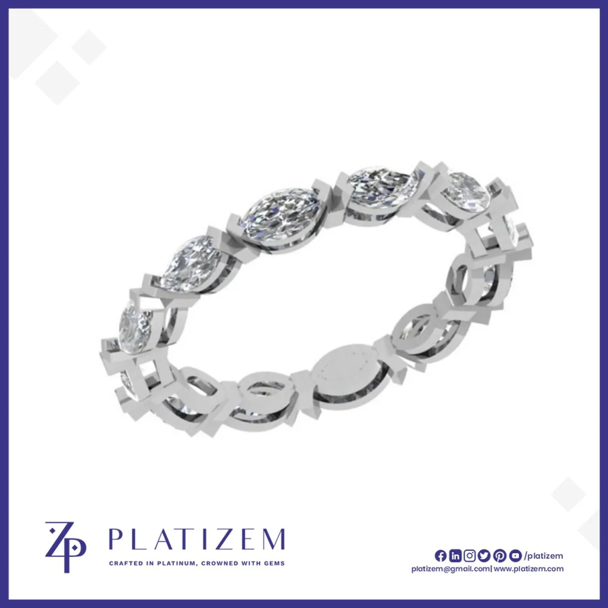 1.5 Carat Marquise Diamond East West Eternity Band for Women
