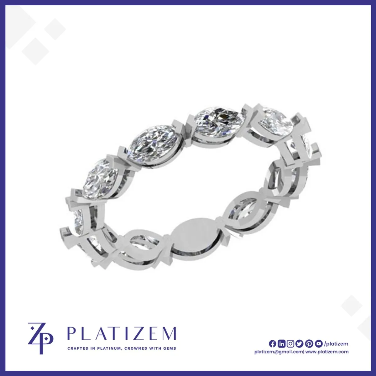2 Carat Marquise Diamond Full Eternity Band for Women