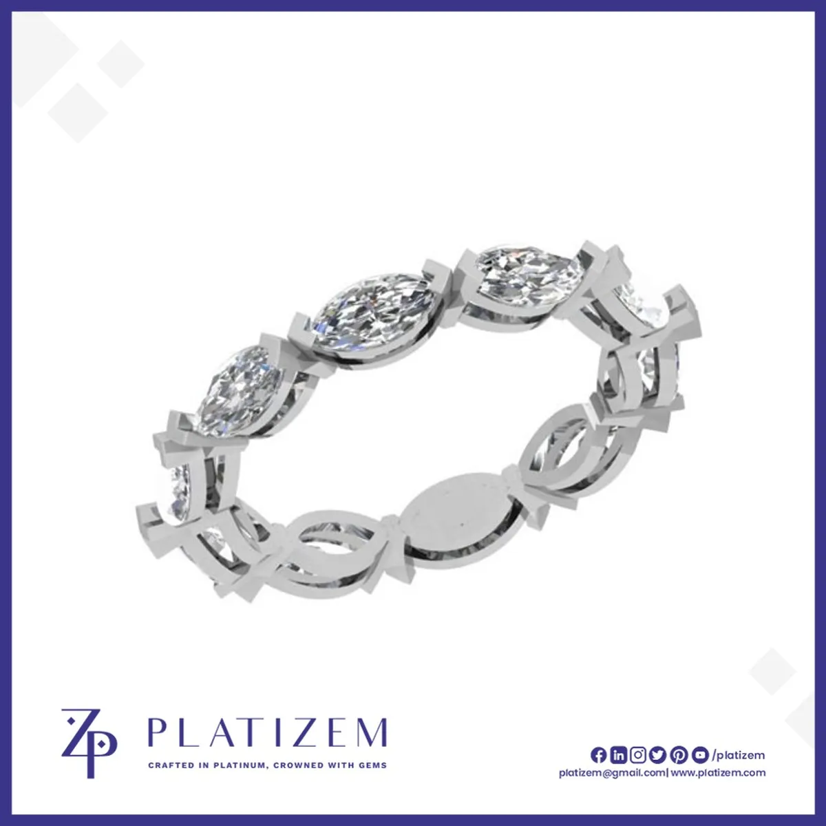 2 Carat Marquise Diamond East West Eternity Band for Women