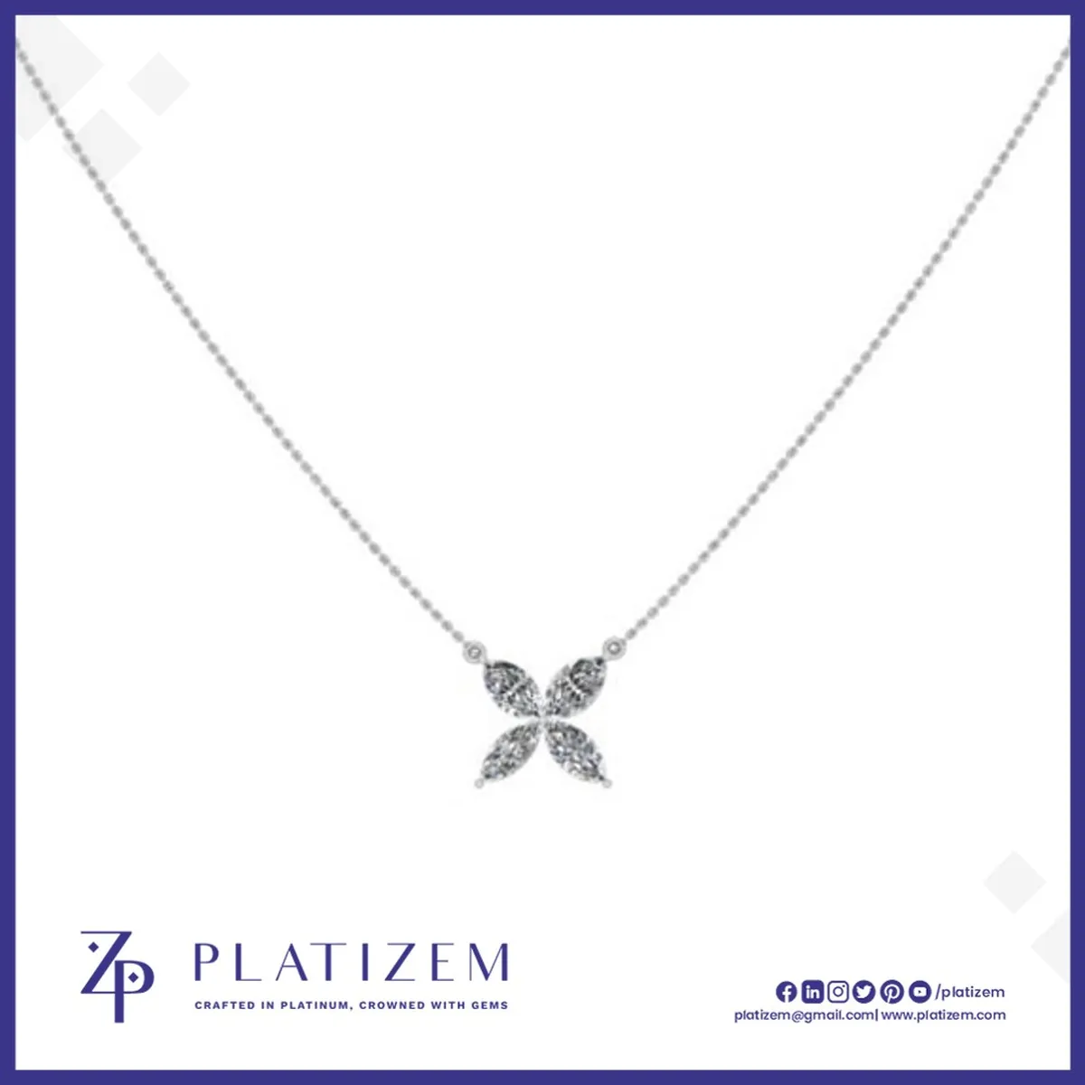 Uniform Marquise Diamond Flower Pendant Necklace for Women