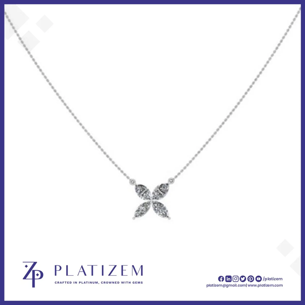 1 Carat Marquise Diamond Flower Petal Pendant Necklace for Women