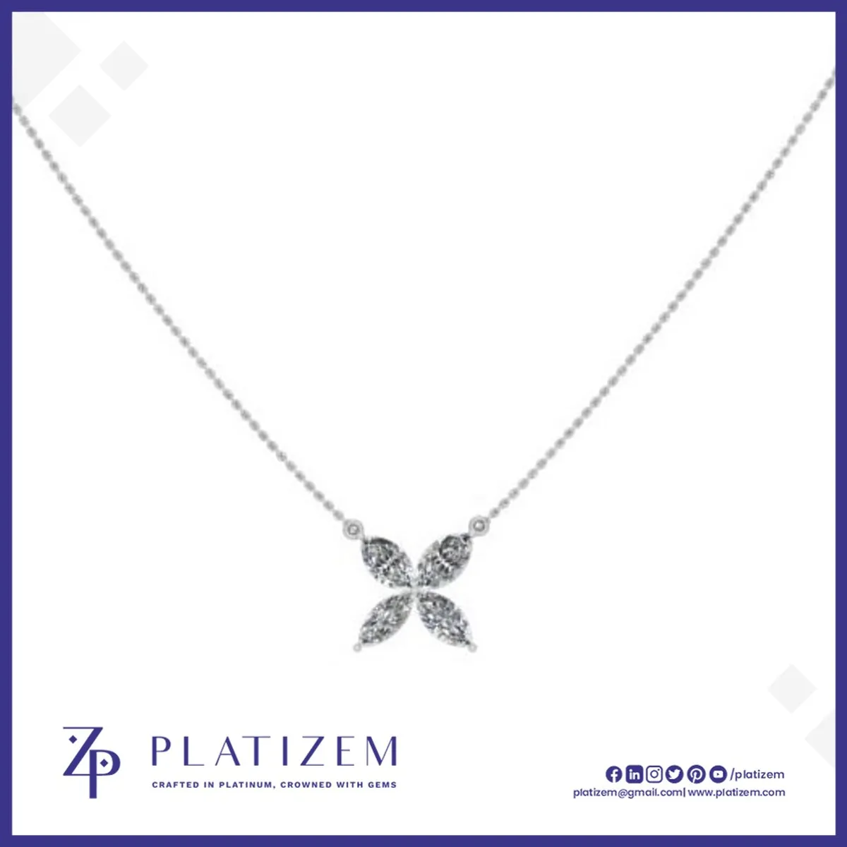 1 Carat Marquise Diamond Clover Pendant Necklace for Women