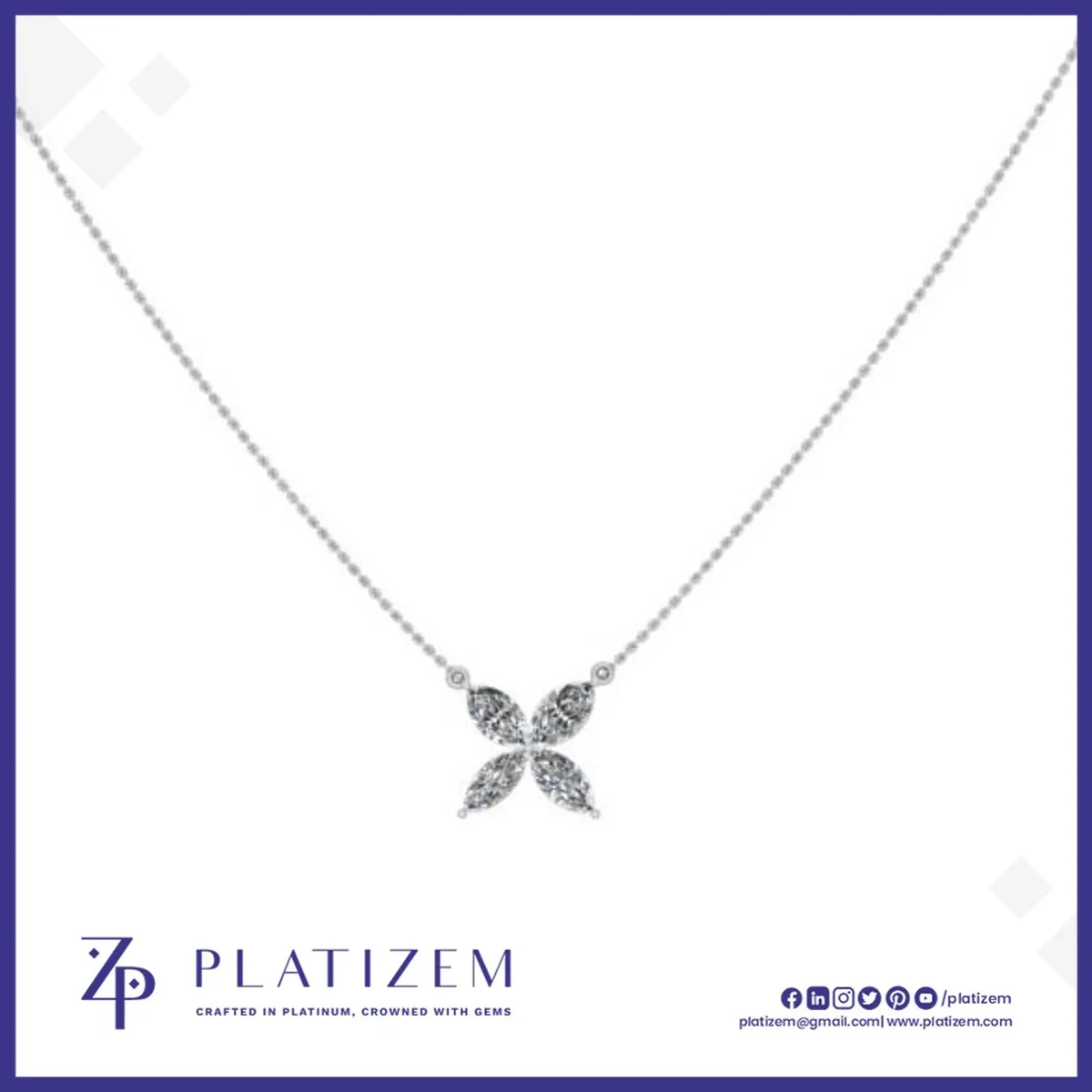 Marquise Diamond Butterfly Pendant Necklace for Women