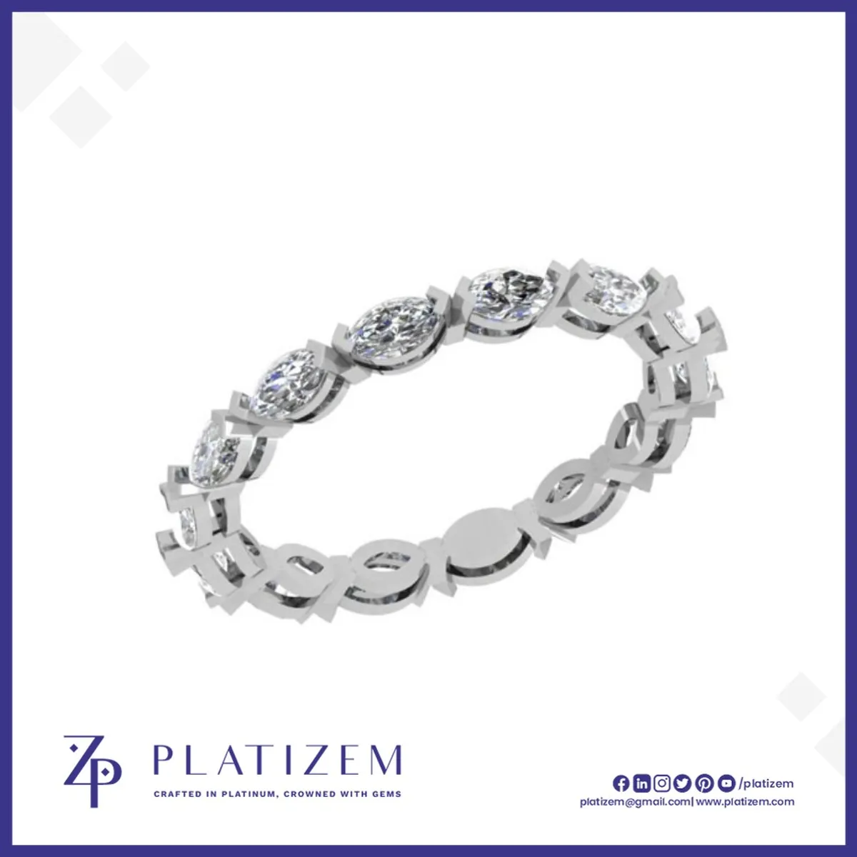 Uniform Marquise Diamond East West Eternity Band for Women