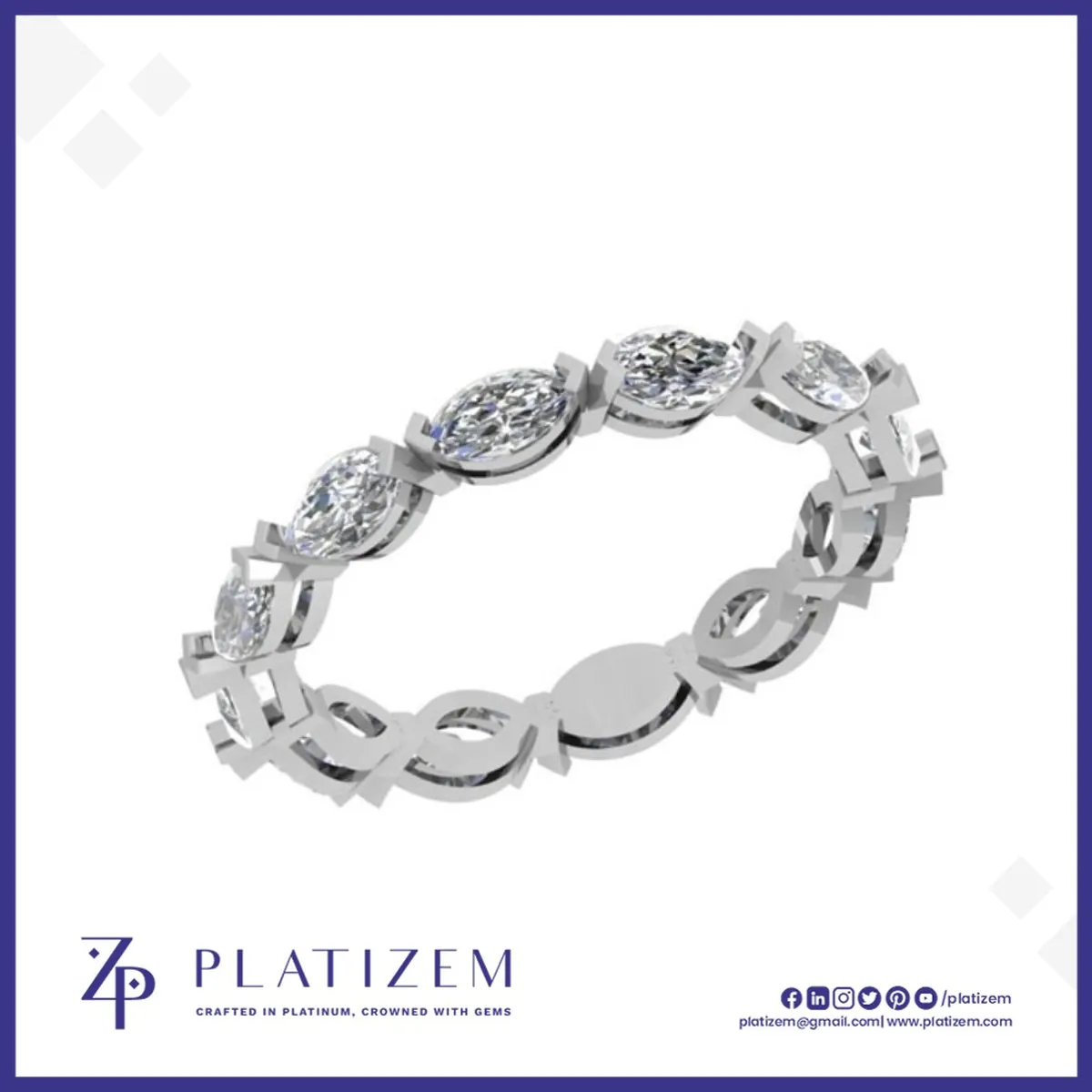 Graduated Marquise Diamond East West Eternity Band for Women