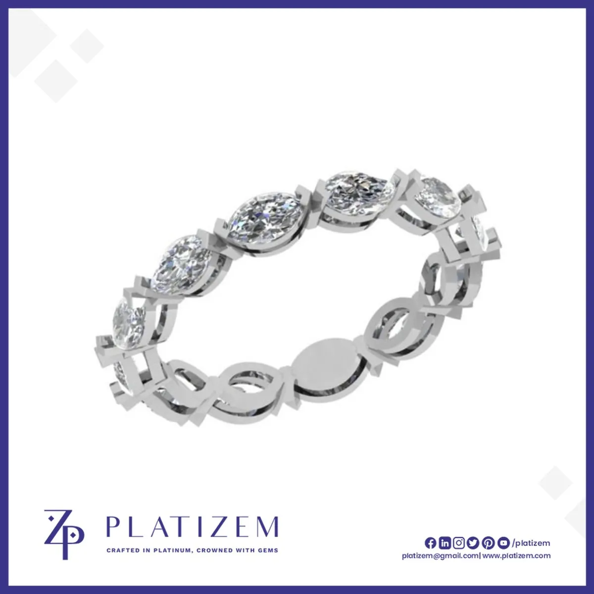 All Marquise Diamond East West Eternity Band for Women