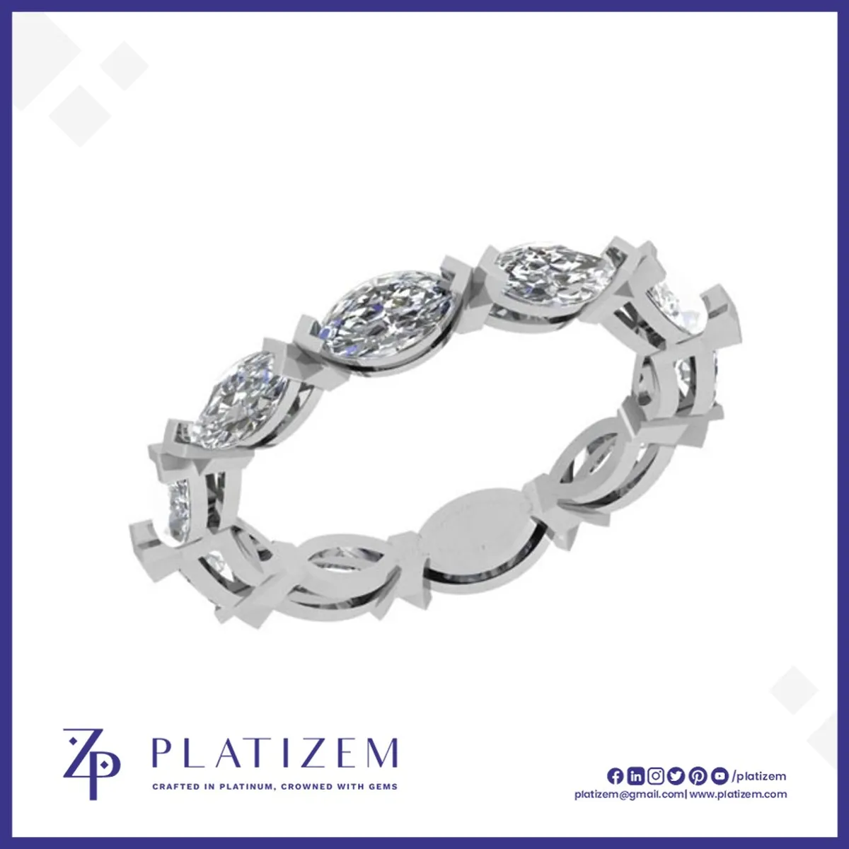 Bold Marquise Diamond East West Eternity Band for Women