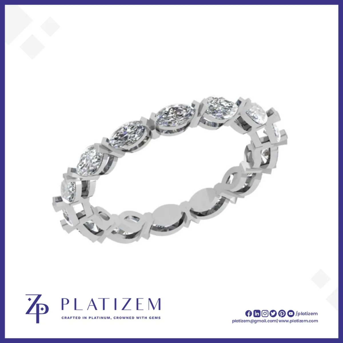 Marquise Diamond Alternating Eternity Band for Women