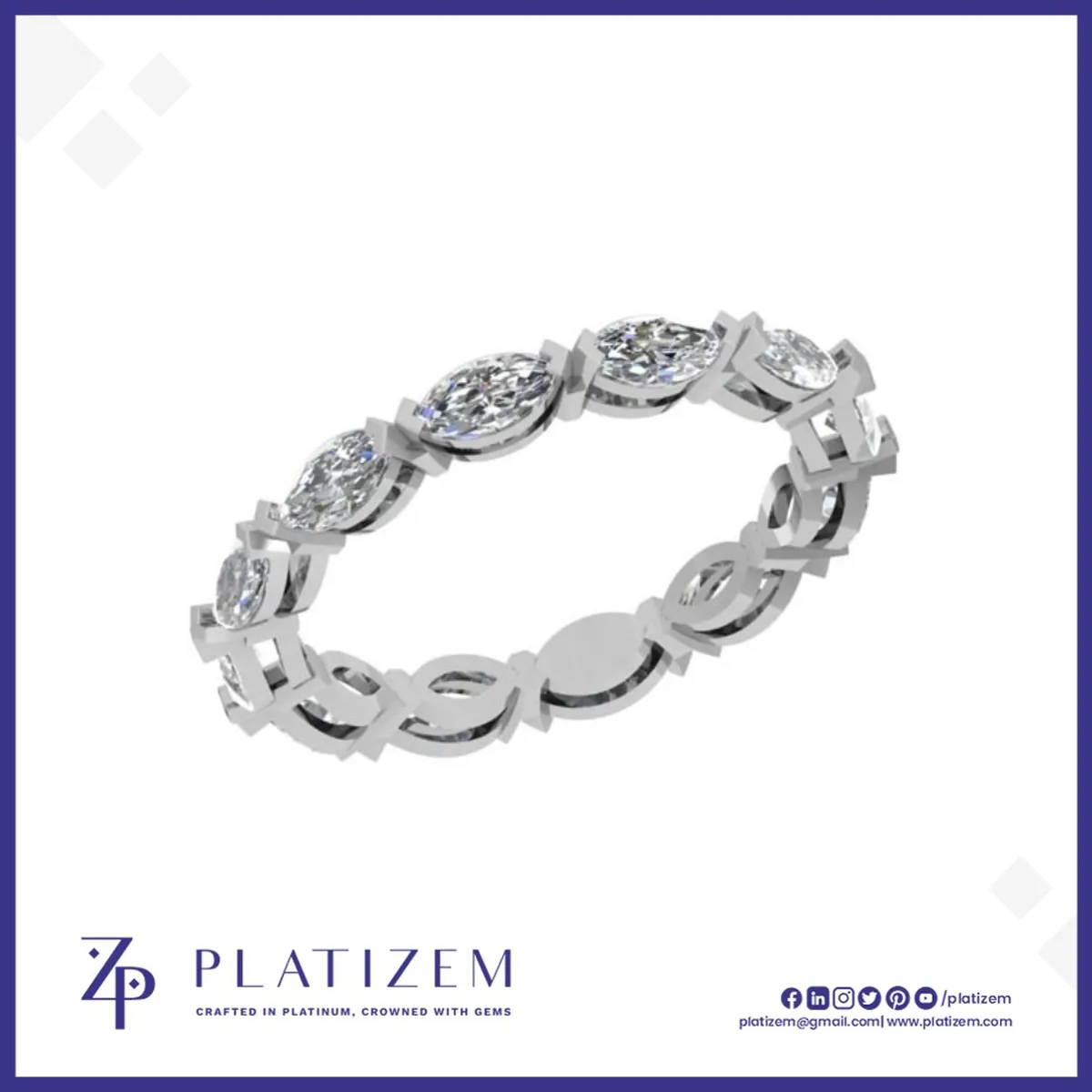 Marquise Diamond East West Eternity Band for Women