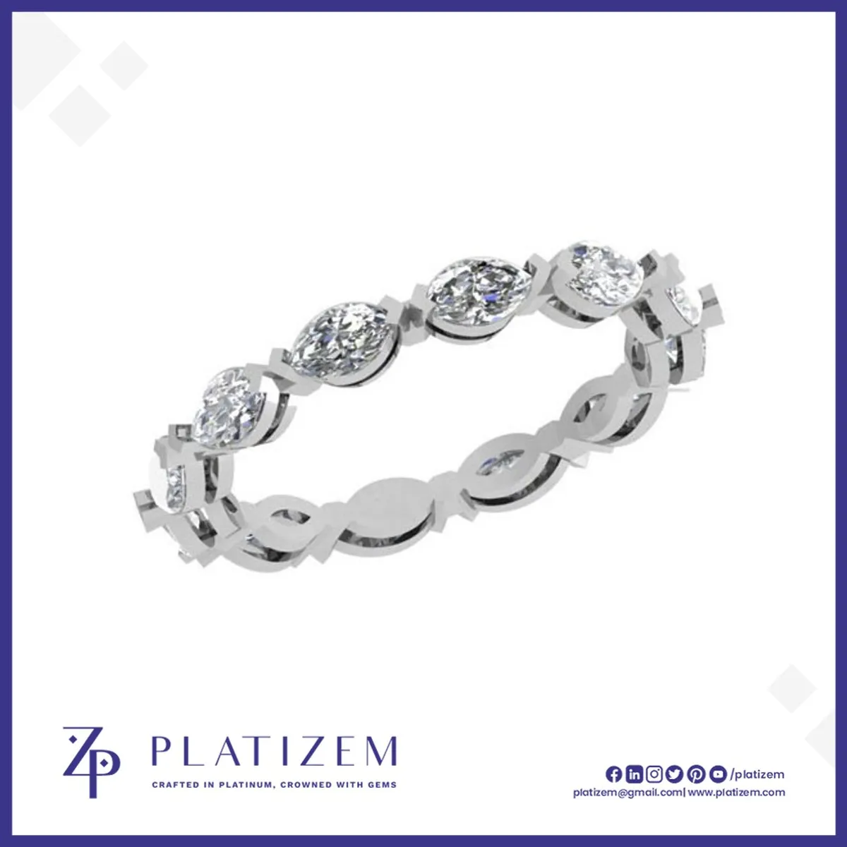 Marquise Diamond Woven Eternity Band for Women