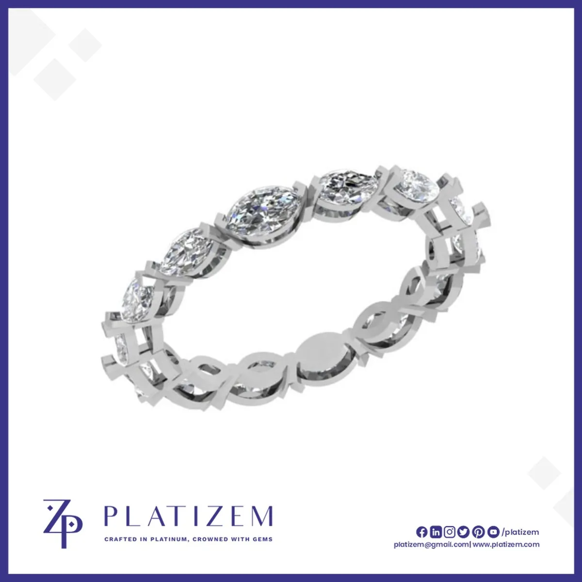 Marquise Diamond Link Eternity Band for Women
