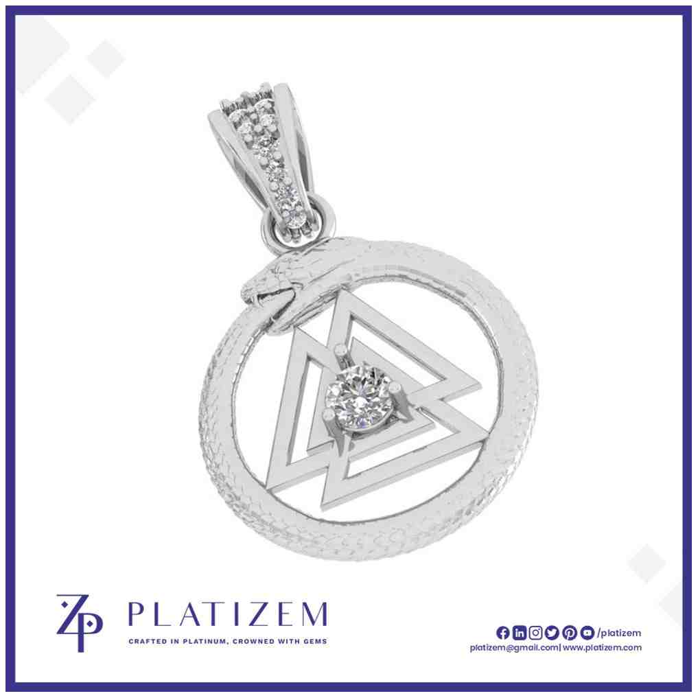 Ouroboros Snake Diamond Pendant with Valknut Symbol Design