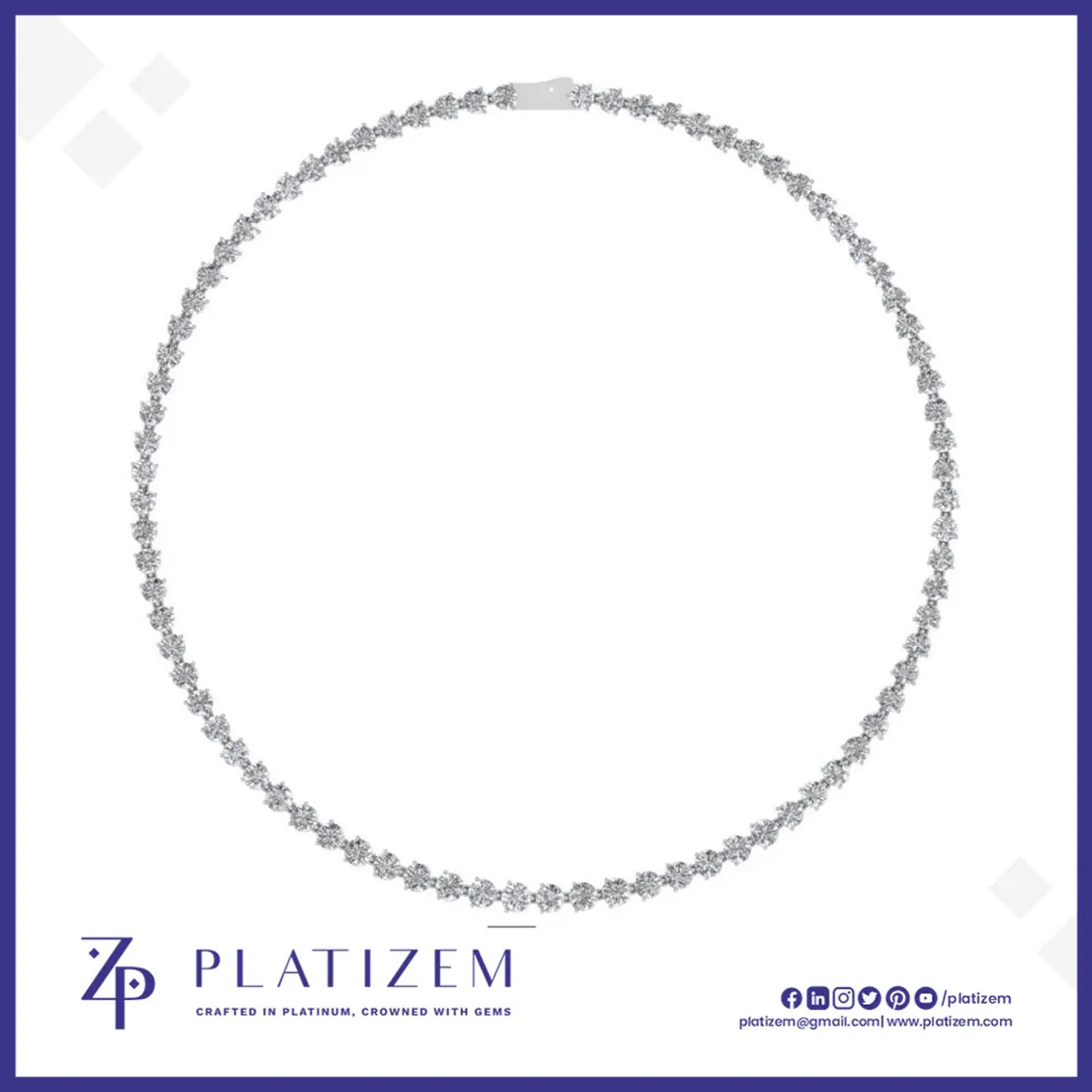Round Diamond Tennis Necklace with a Bold Graduated Line of Diamonds