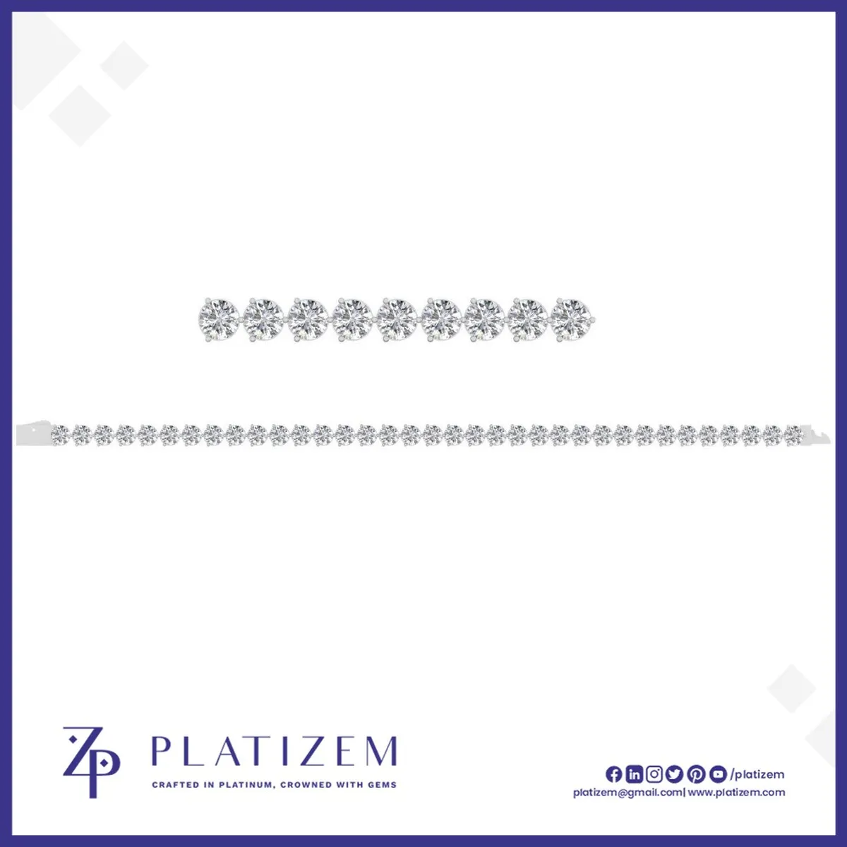 Platinum Round Diamond Tennis Bracelet Featuring Large Prong Set Round Diamonds