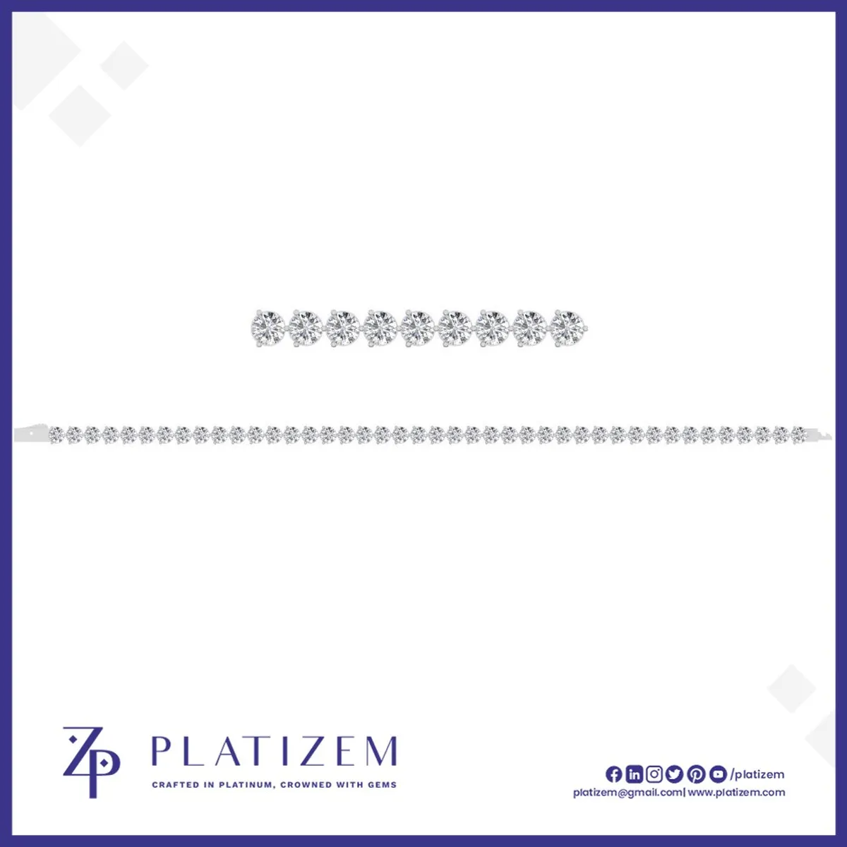 Round Diamond Tennis Bracelet with Shared Prong Set Diamonds Throughout