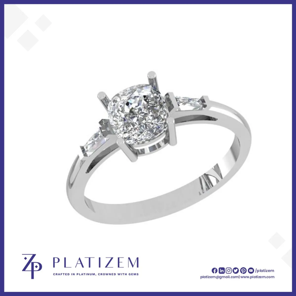 Cushion Cut Three Stone Diamond Ring