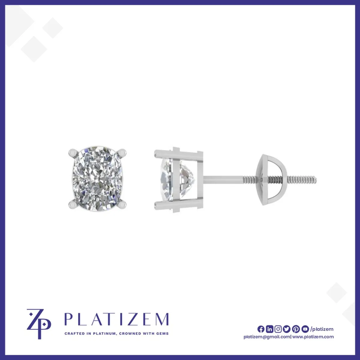 2 Ct Cushion Cut Rounded Stud Earrings for Women