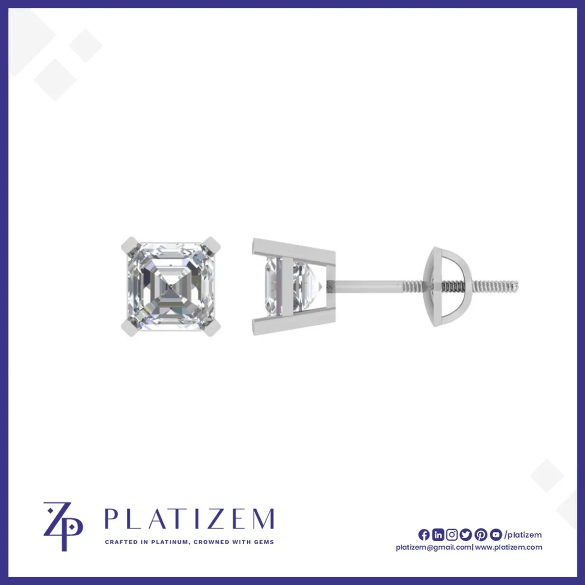 2 Ct Asscher Cut Symmetrical Stud Earrings for Women