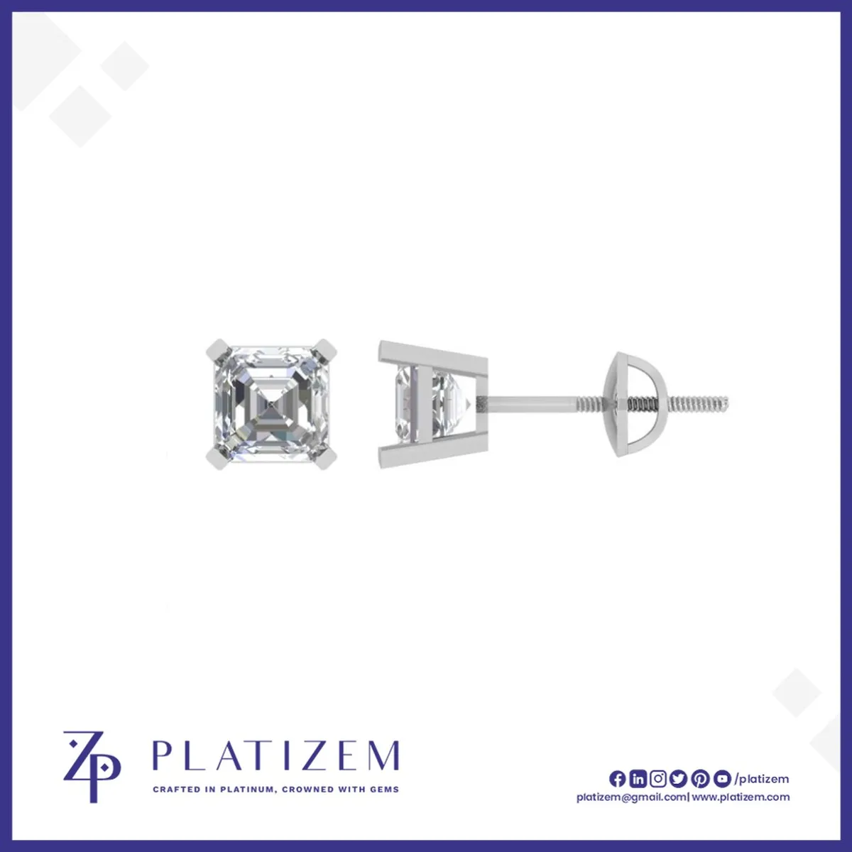 2 Ct Asscher Cut Basket Stud Earrings for Women