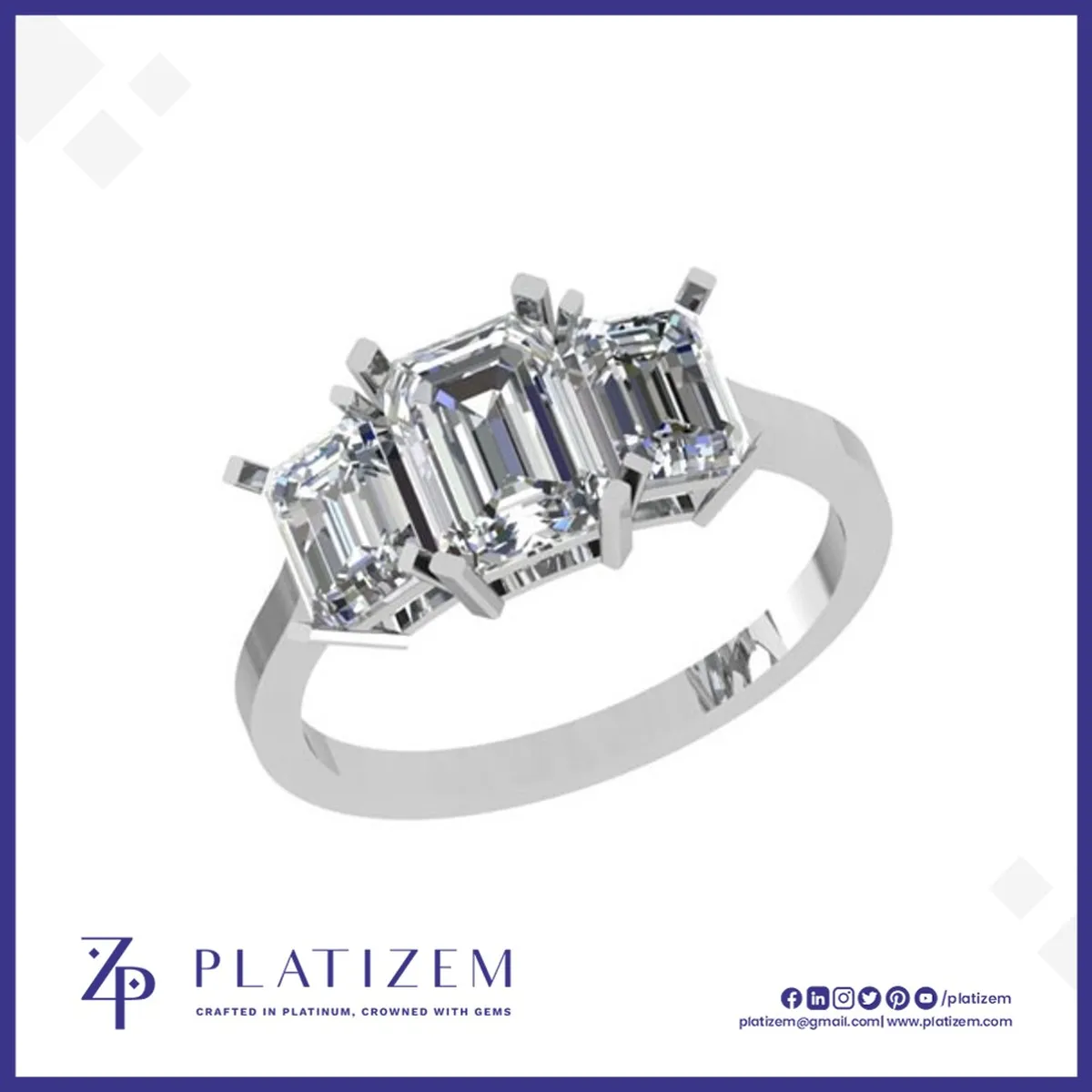 Emerald Cut Three Stone Classic Ring for Women