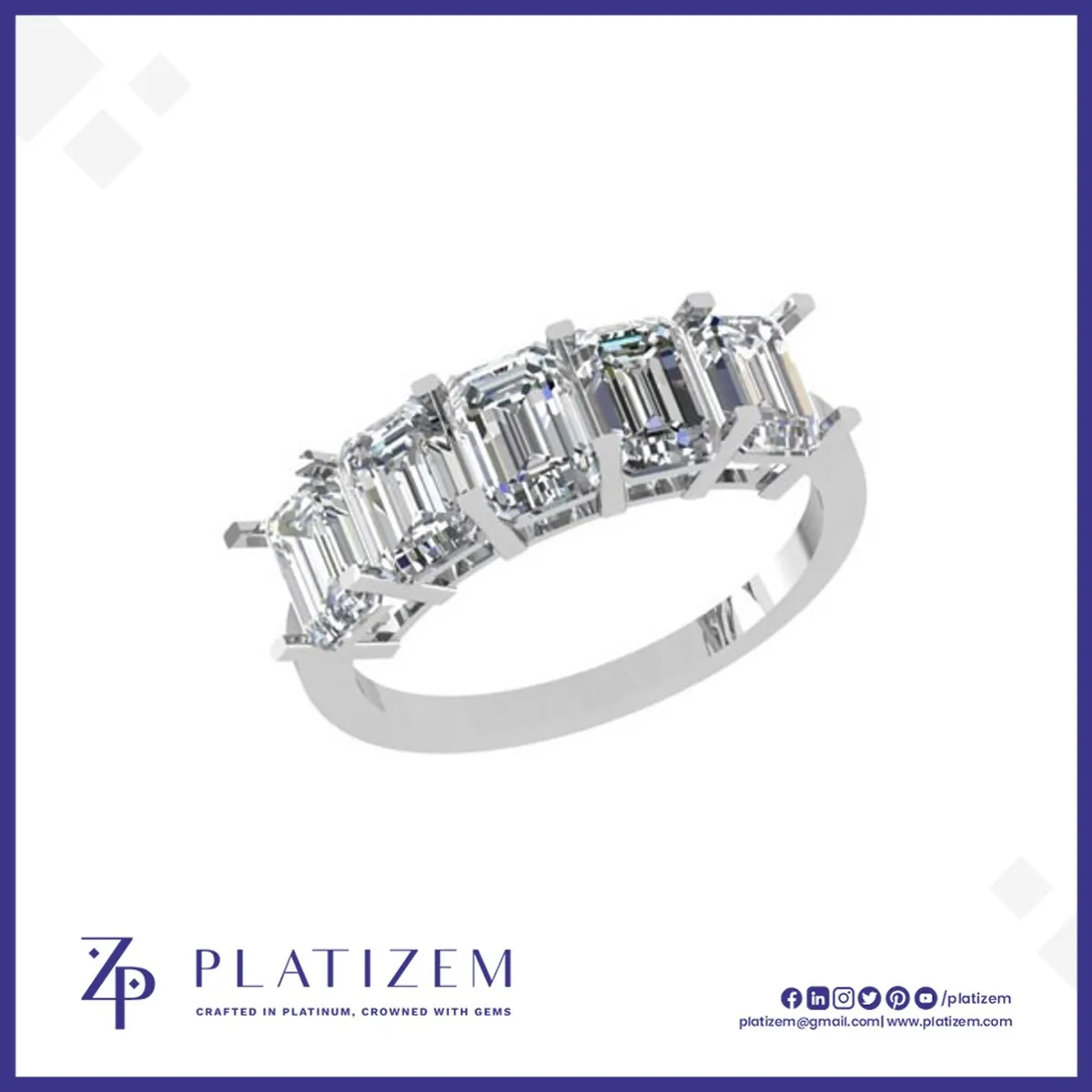 Graduated Emerald Cut Five Stone Band for Women