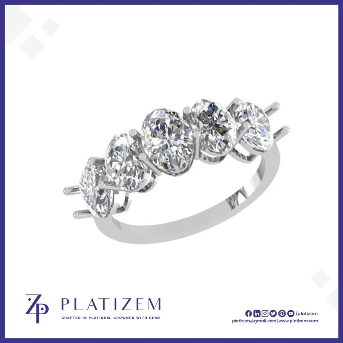 Five Stone Oval Cut Anniversary Band for Women