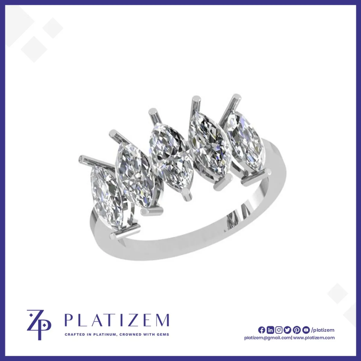 Five Stone Marquise Cut Ring for Women