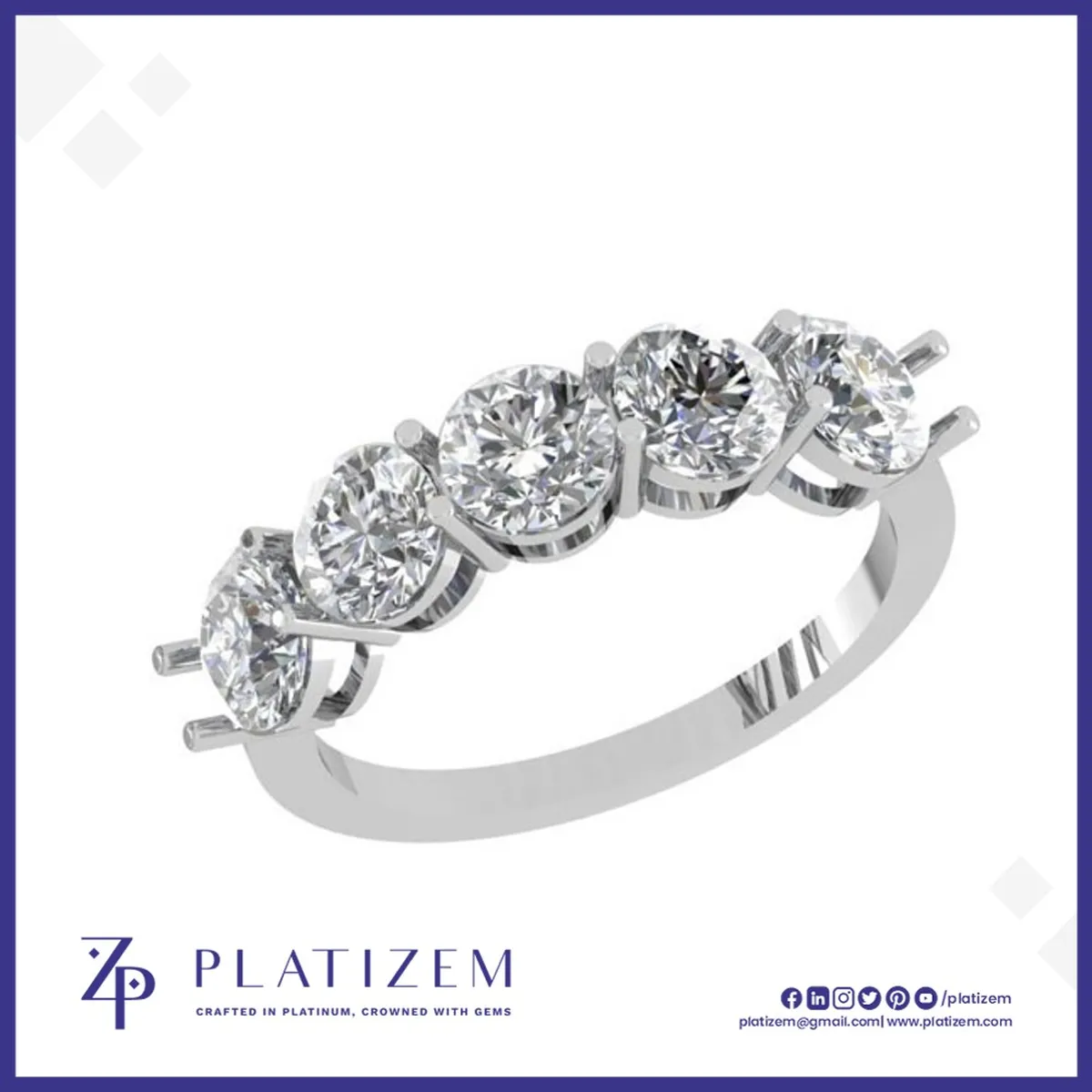 Five Stone Round Cut Anniversary Band for Women