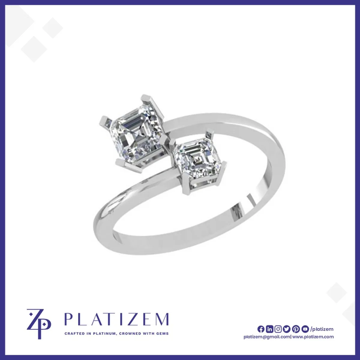 Two Stone Emerald Cut Ring for Women