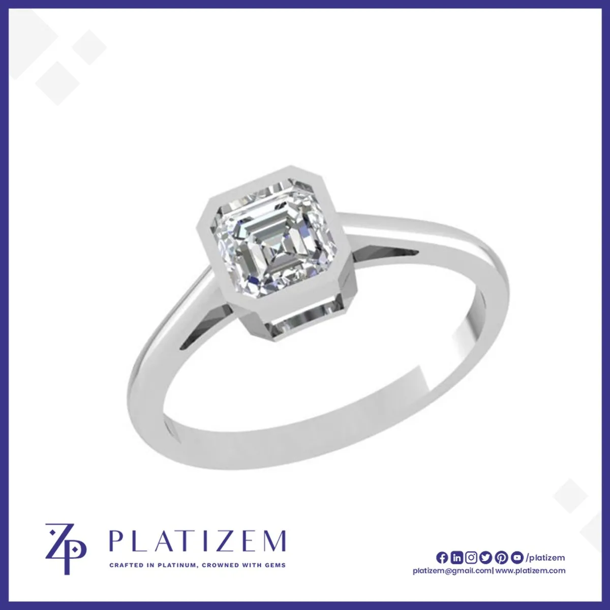 Asscher Cut Bezel Style Ring for Women