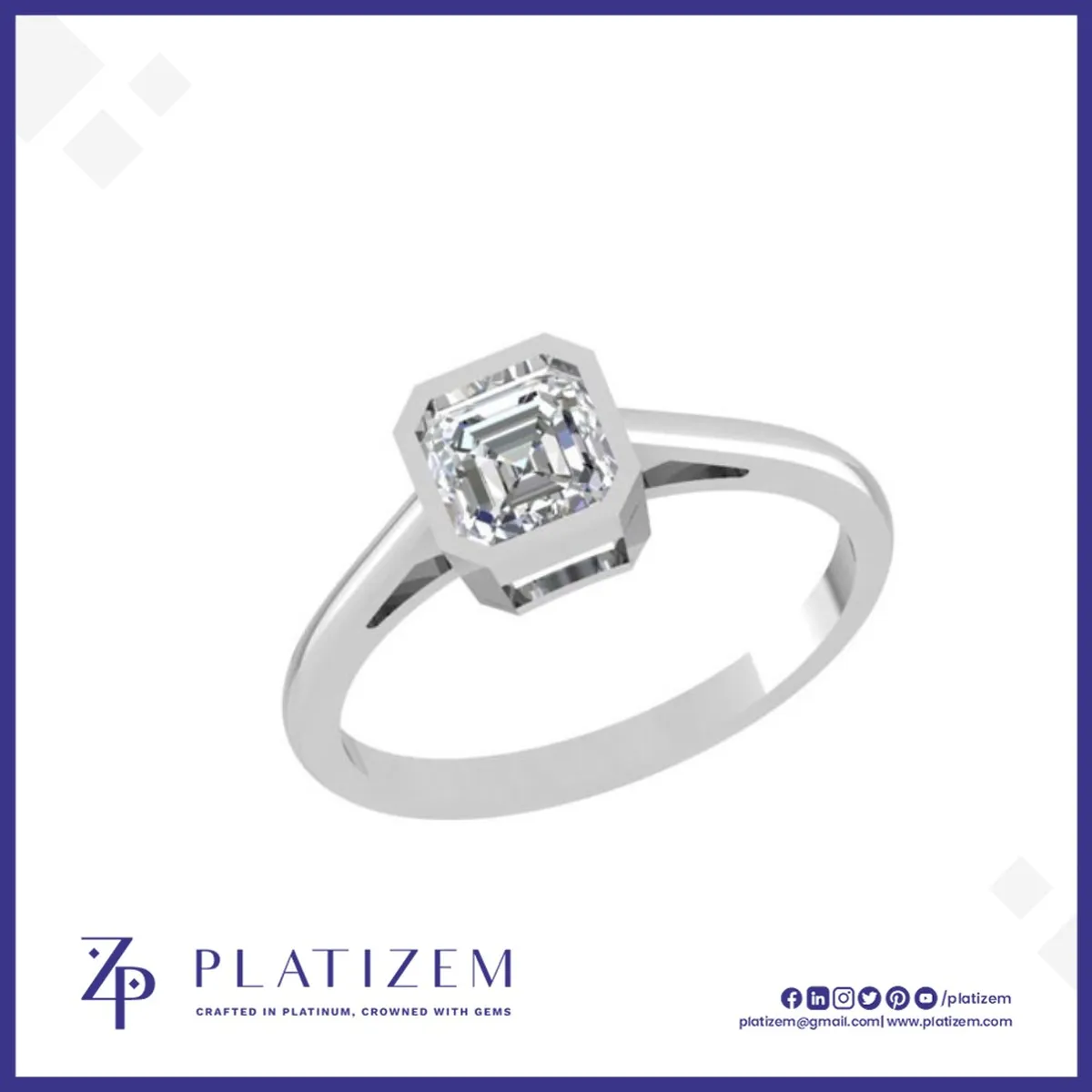 1.5 Ct Asscher Cut Solitaire Gold Ring for Women
