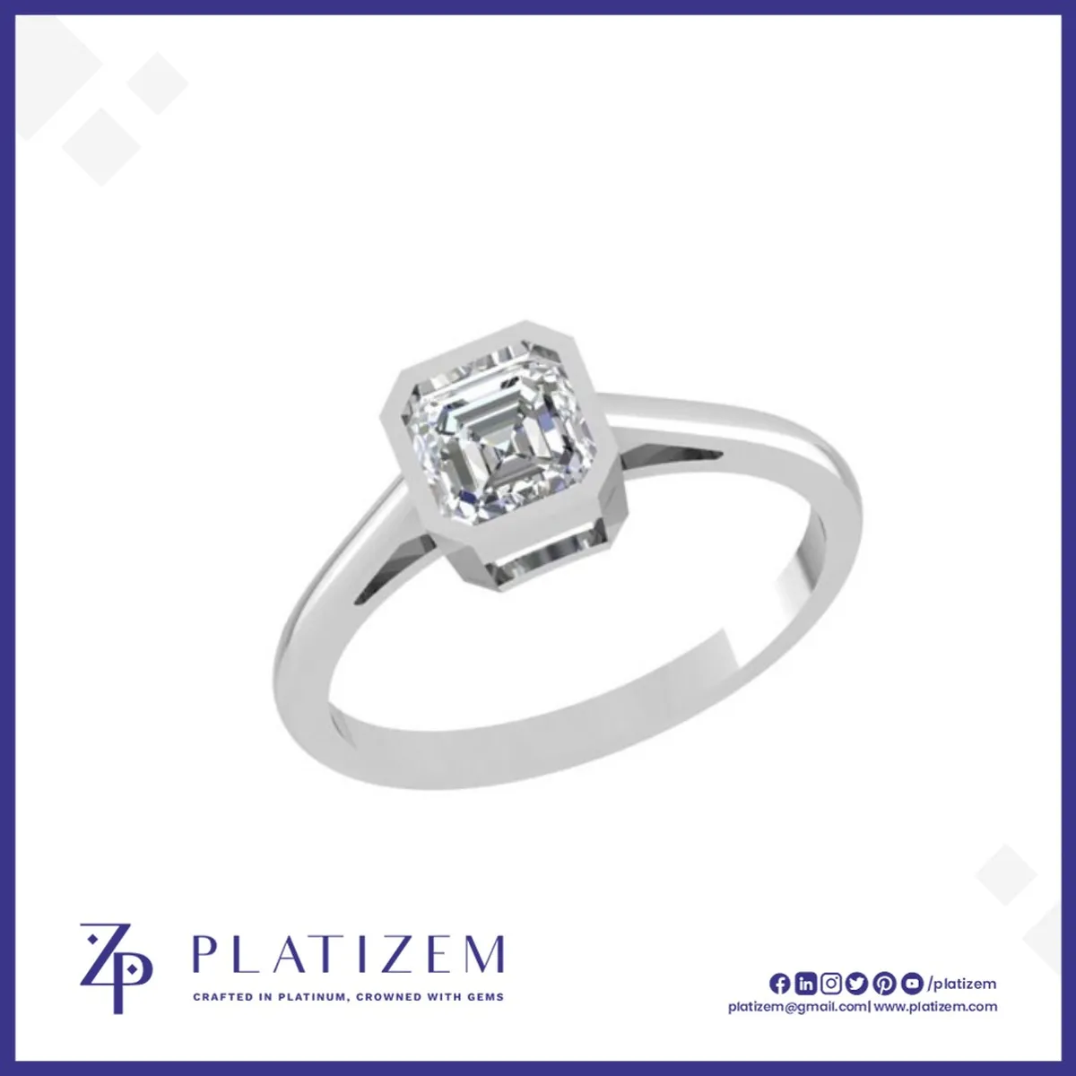 1.5 Ct Asscher Cut Bezel Ring for Women