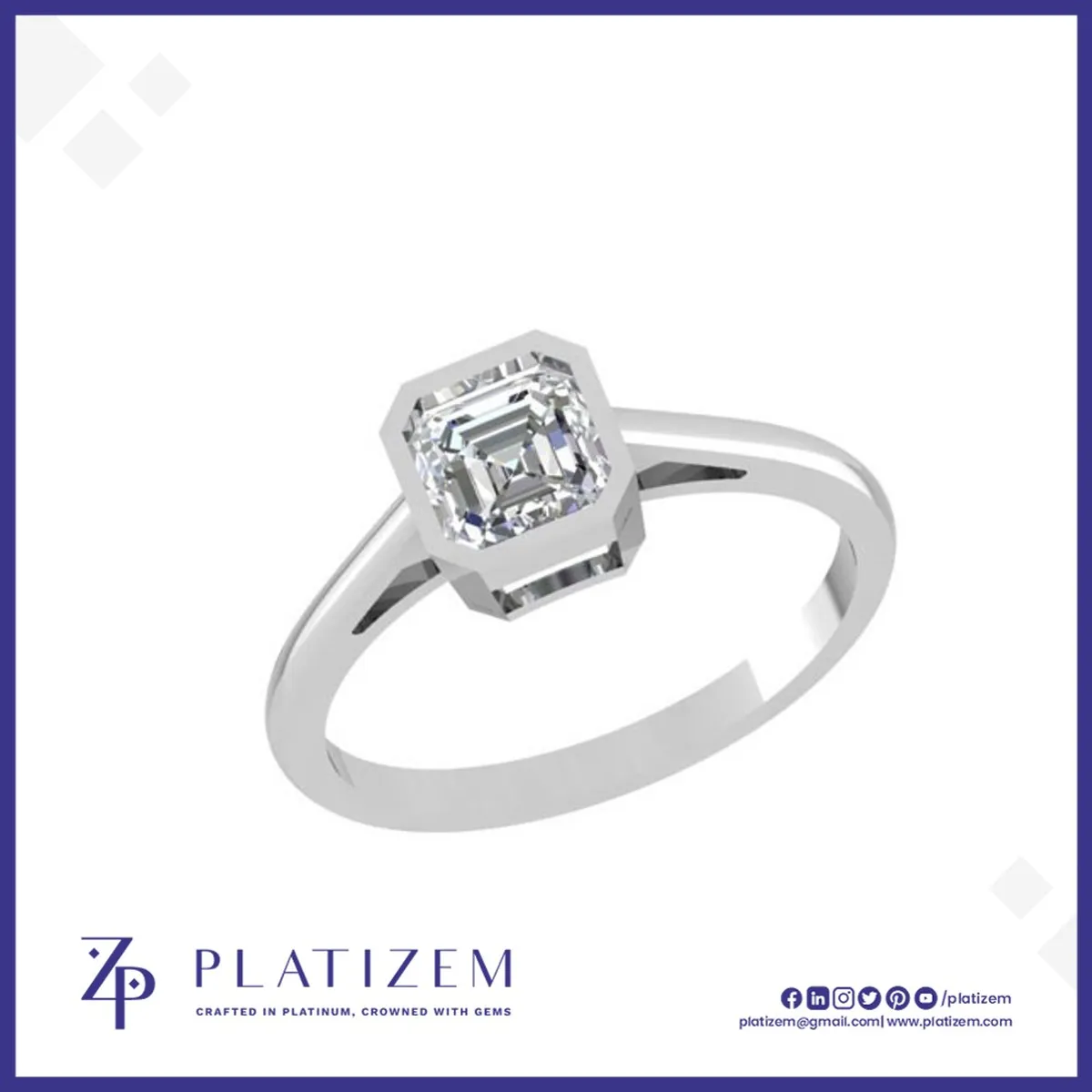 1.5 Ct Asscher Cut Frame Ring for Women
