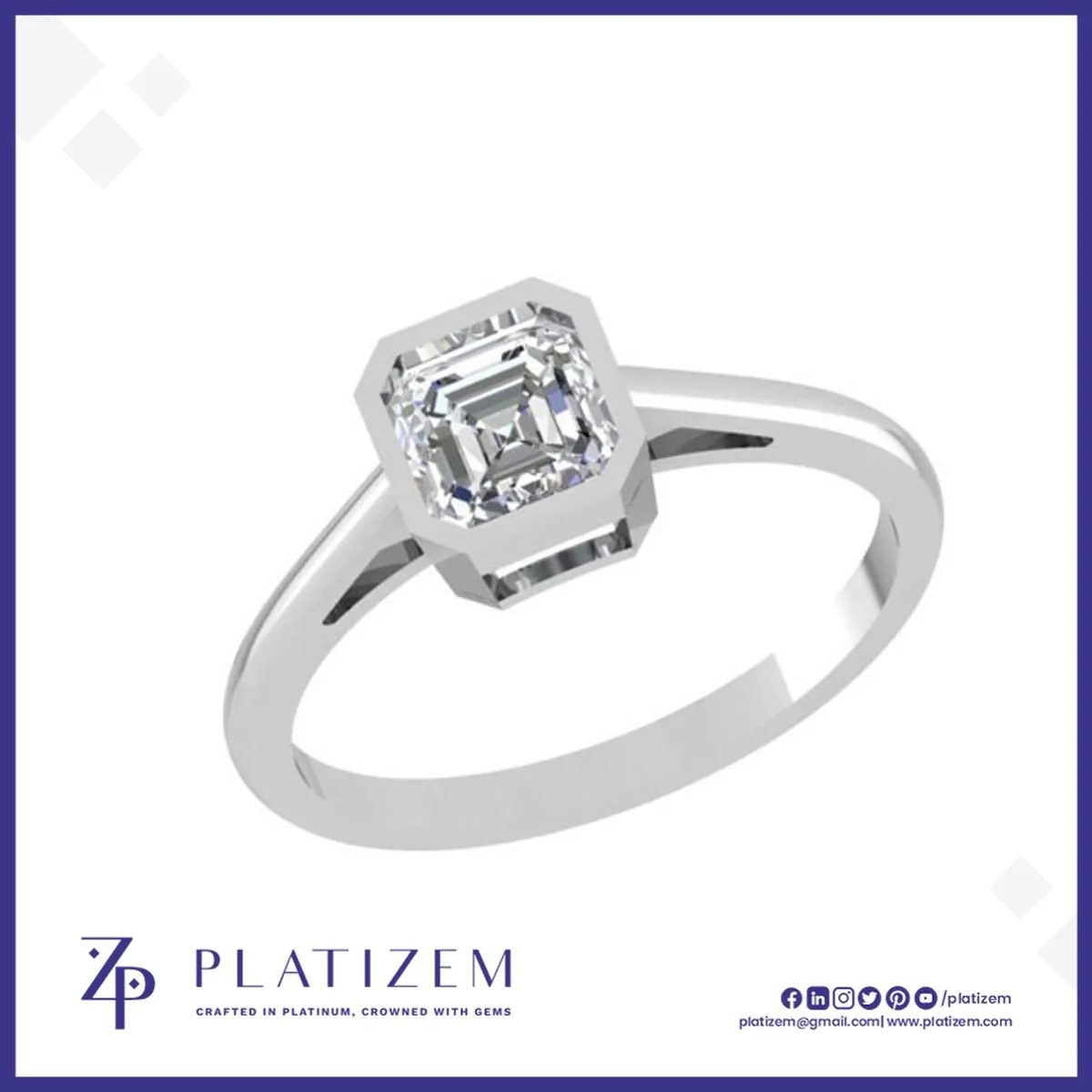 1.5 Ct Asscher Cut Bezel Solitaire Ring for Women
