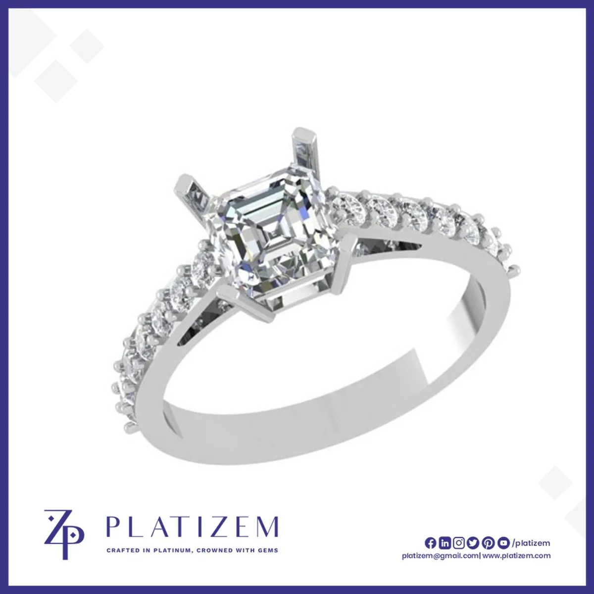 Asscher Cut Solitaire Diamond Ring Design